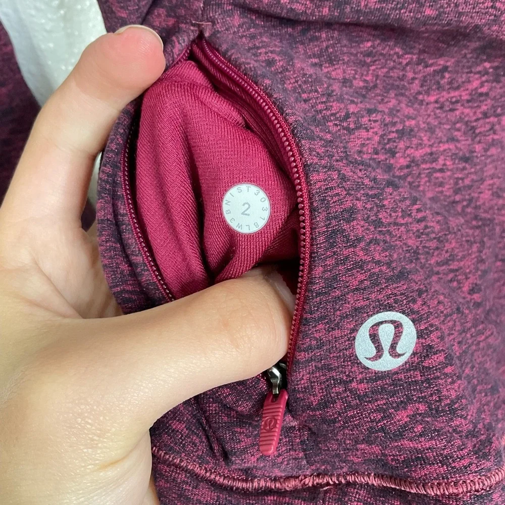 Lululemon Cypress Kiss Long Sleeve Heathered Star Ruby /‎ Black Size 2